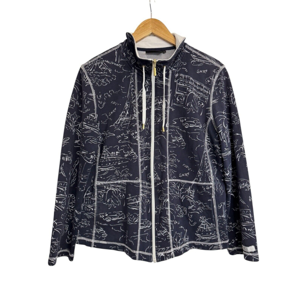 Orly Blue Parisian Print Women's Jacket Large